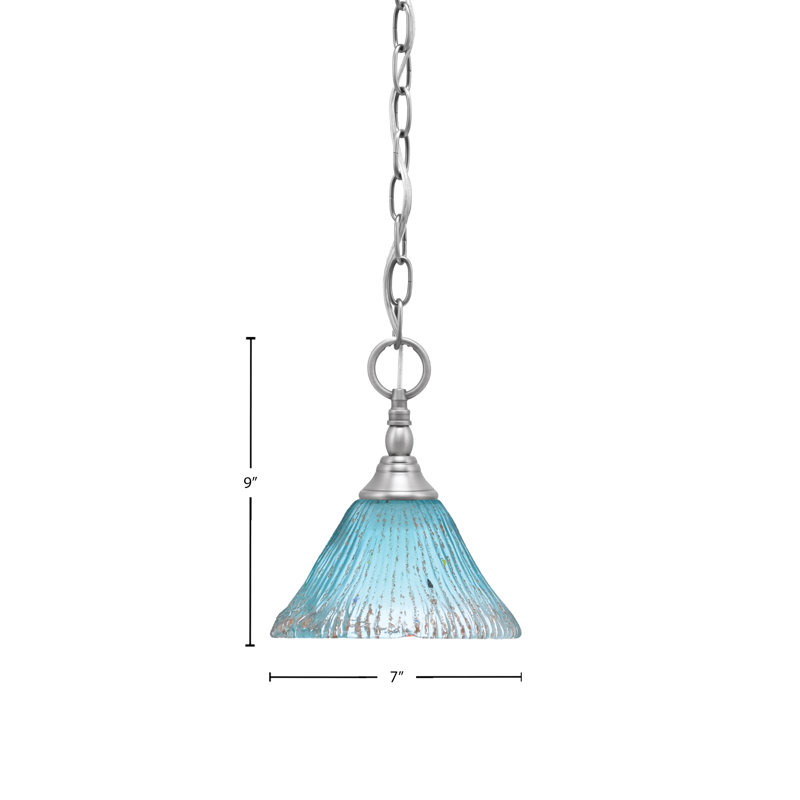 Chain Hung Mini Pendant With Glass, Brushed Nickel