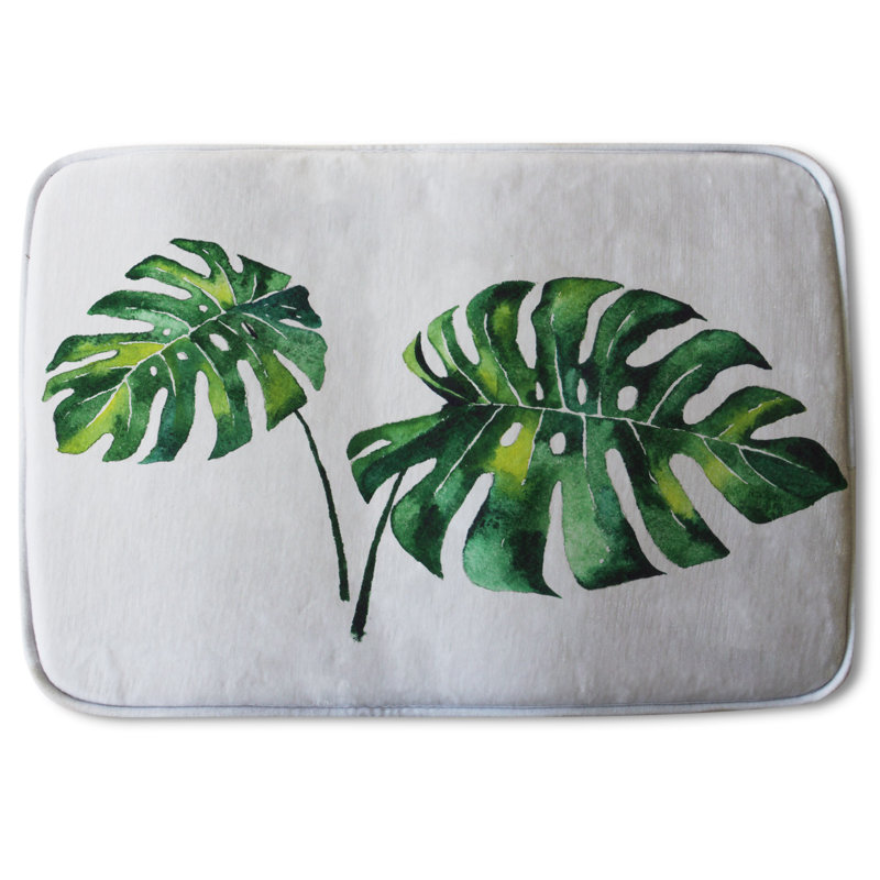 Pollark Non-Slip Bath Rug, Green/White