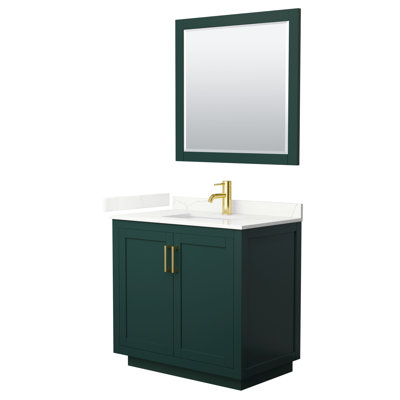Ensemble de meuble-lavabo simple autoportant 36 po avec plateau en quartz Miranda