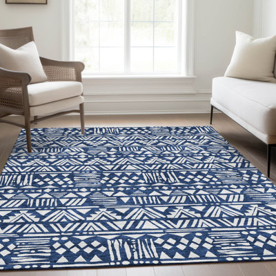 Tapis bleu marine de qualité supérieure lavable à la machine Prisco