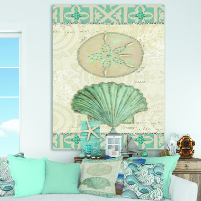 Seastar and Blue Sea Shell II - Wrapped Canvas Painting Print -  East Urban Home, 08F5E885828E4AE3AA34EDEF81892B8E