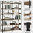 6-Tier Wooden Bookshelf with Open Shelves, Modern Metal Frame Bookcase for Storage and Display