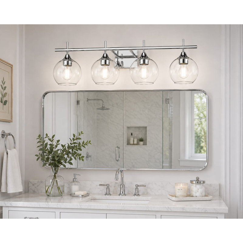 Éclairage pour salle de bain 4 lumières à intensité variable Leyburn, Chrome