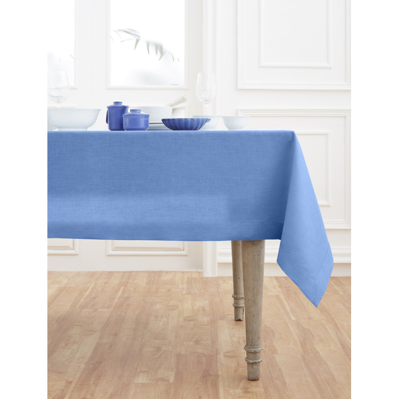 100% Pure Linen Tablecloth - Fete, 120" L x 60" W, Provence Blue