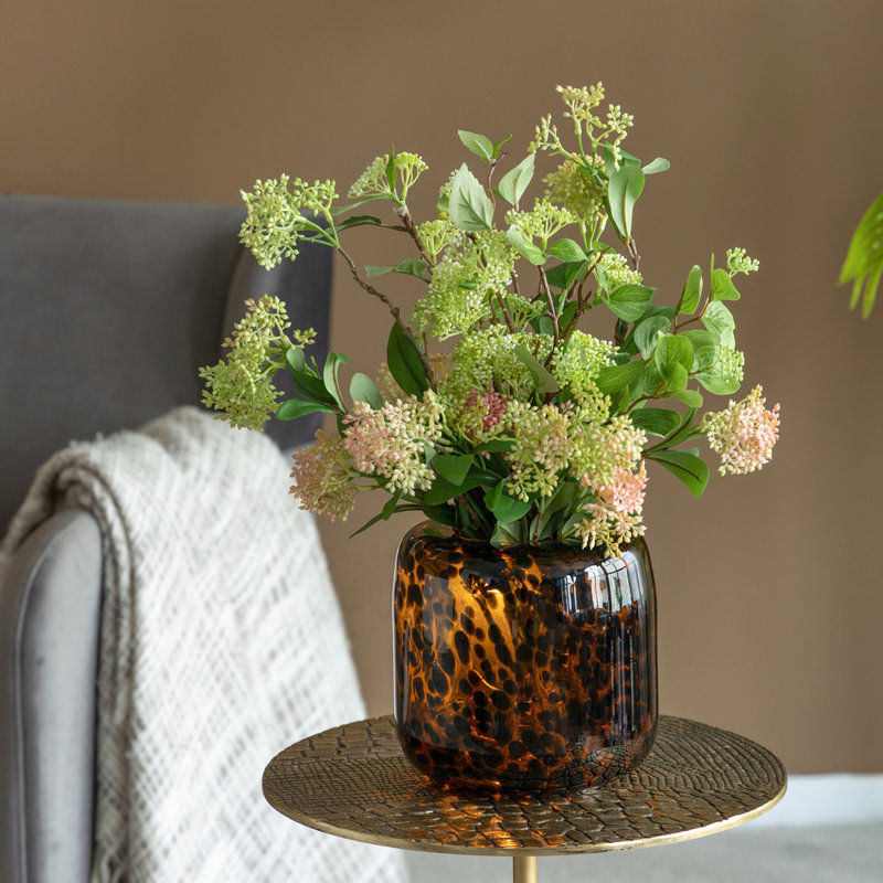 Vase en verre brun et ambre avec motif guépard