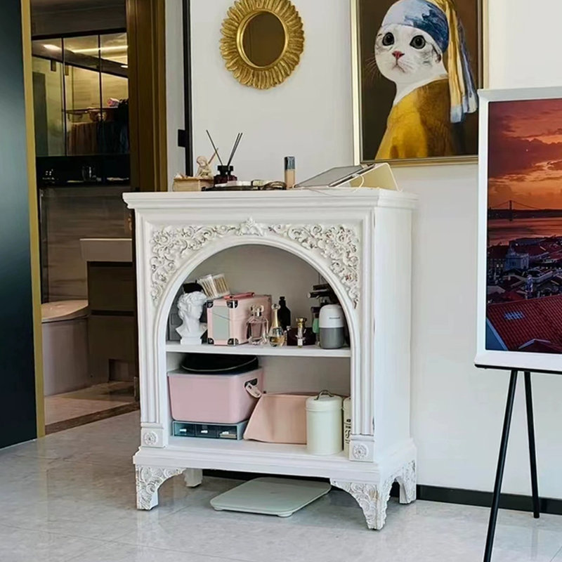 Beige Solid + Manufactured Wood Freestanding Fireplace