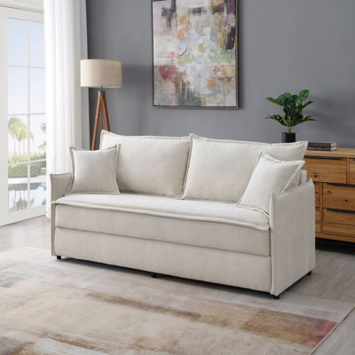 Canapé-lit modulaire en tissu avec 2 coussins décoratifs