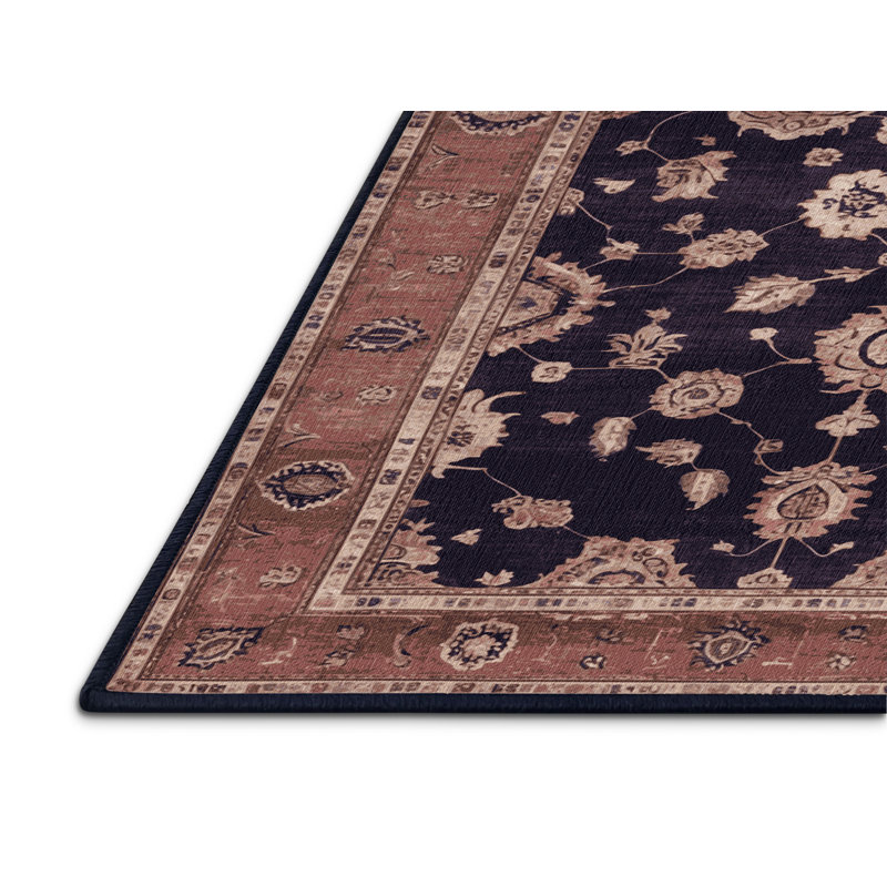 Machine Washable Overdyed Purple Area Rug, Round 8'