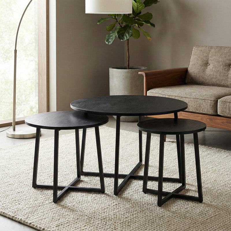 Terrain Set of 3 Round Nesting Tables - Black