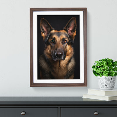 German Shepherd Classicism - Single Picture Frame Print on Wood