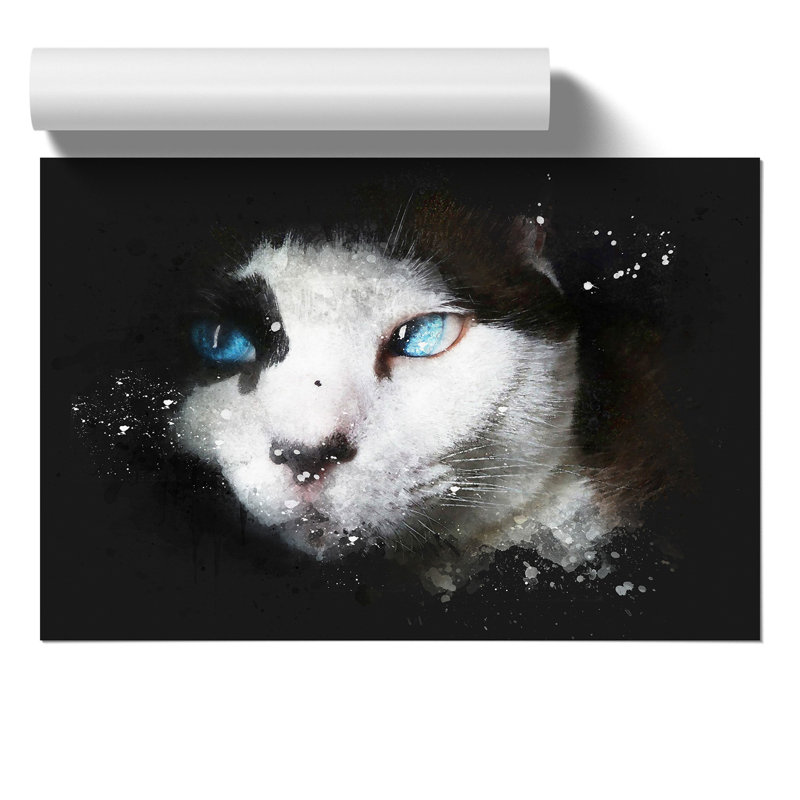 Portrait of a Cat Paint Splash - Frameless Print, 59cm H x 84cm W x 0.1cm D
