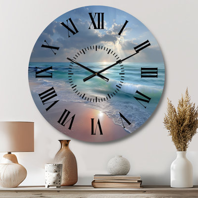 Horloge murale en métal blanc et rose, imprimé sur métal