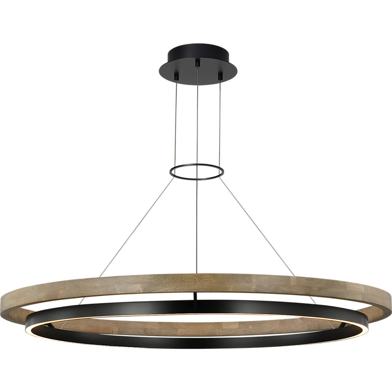 Grace 1 - Light LED Chandelier, Matte Black, 3.8" H x 48" W x 48" D, Gray