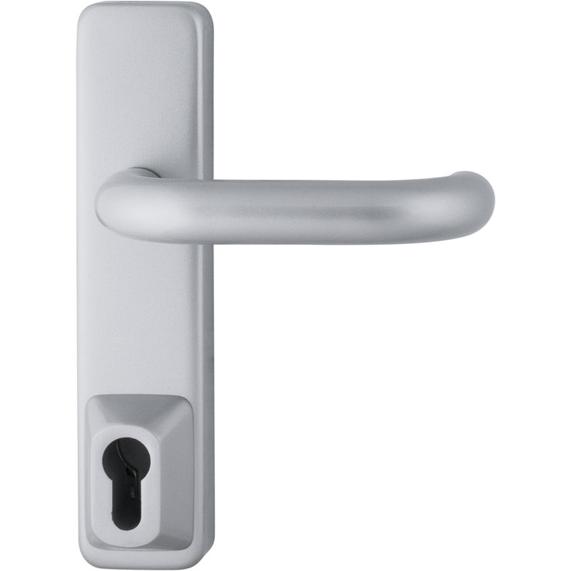 Amalio Keyed Right Hand Door Handle, Satin Stainless Steel