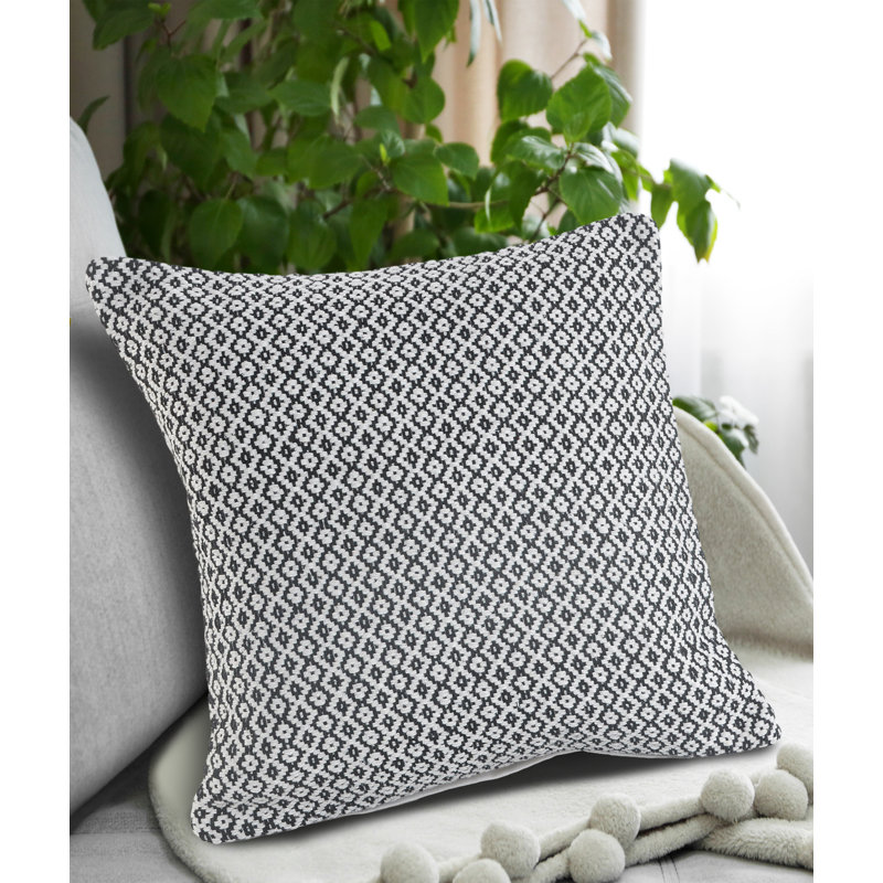 Ensemble de 4 taies décoratives géométriques 100% coton, Noir