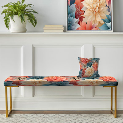 Banc floral rembourré or