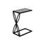 Table d'appoint, en forme de C, bout, côté, collation, salon, chambre à coucher, stratifié gris, métal noir, contemporain, moderne