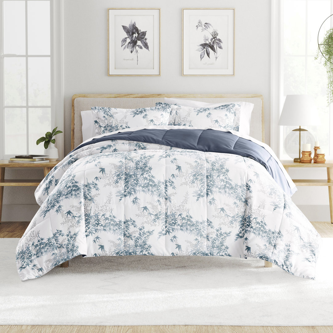 Stone All Season Down-Alternative Reversible Comforter Set in Bamboo Leaves Becky Cameron 