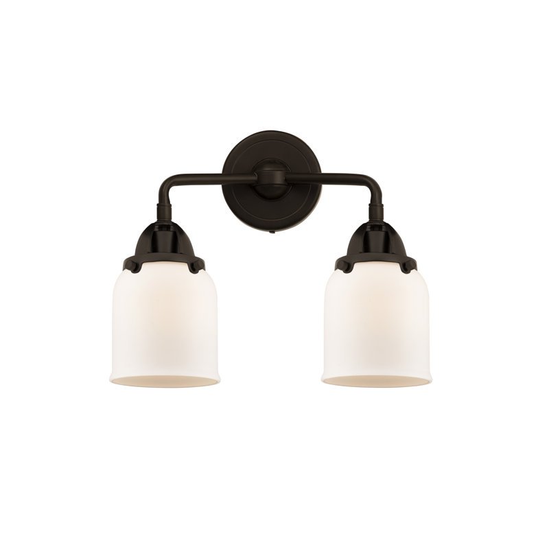 Éclairage pour meuble-lavabo à 2 lumières 5 "et 13" Shauna, Blanc mat, Incandescente, Bronze huilé