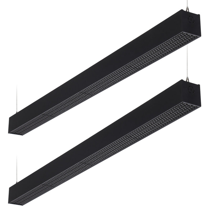 Réglette DEL linéaire en aluminium noir de 1,2 m (4 pi) avec lentille alvéolaire anti-éblouissement, température de couleur sélectionnable (3 000 K/4 000 K/5 000 K), intensité variable