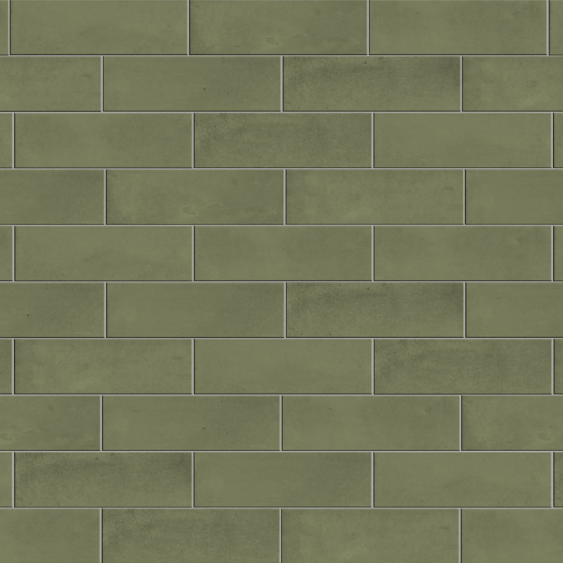 Carreau de mur et plancher en porcelaine aspect brique de porcelaine 2 po x 6 po Coco, Vert mousse
