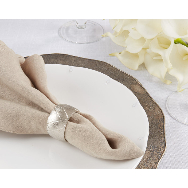 Rond de serviette en métal Harlequin, Argent