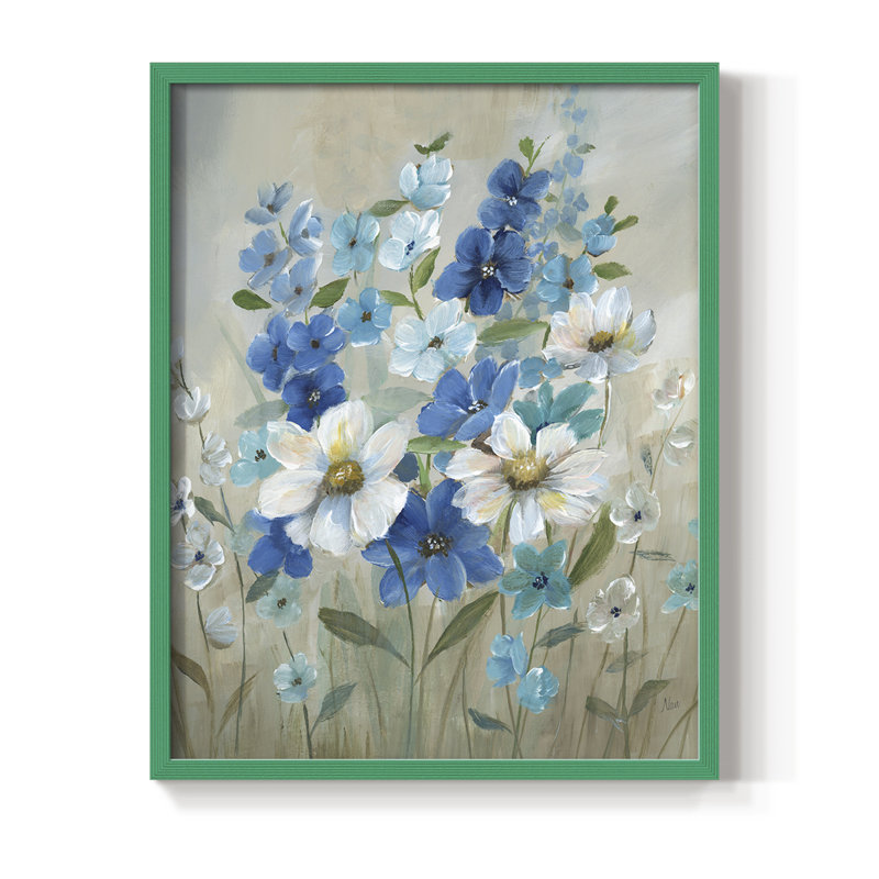 «Blue Garden II», reproduction encadrée - bois massif, Vert, H 10 po x l 8 po