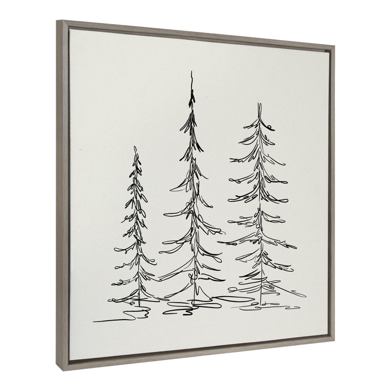 «Minimalist Evergreen Trees S Croquis», reproduction de cadre sur toile flottante