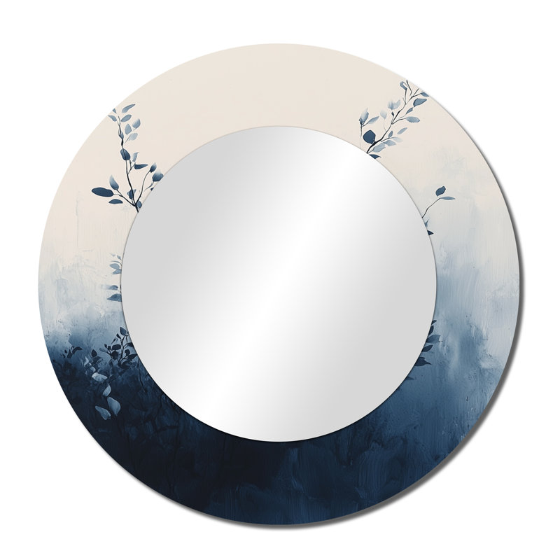 Minimalisme solitude des feuilles en monochrome I - miroir décoratif de plantes - imprimé sur métal, 36 po x 36 po