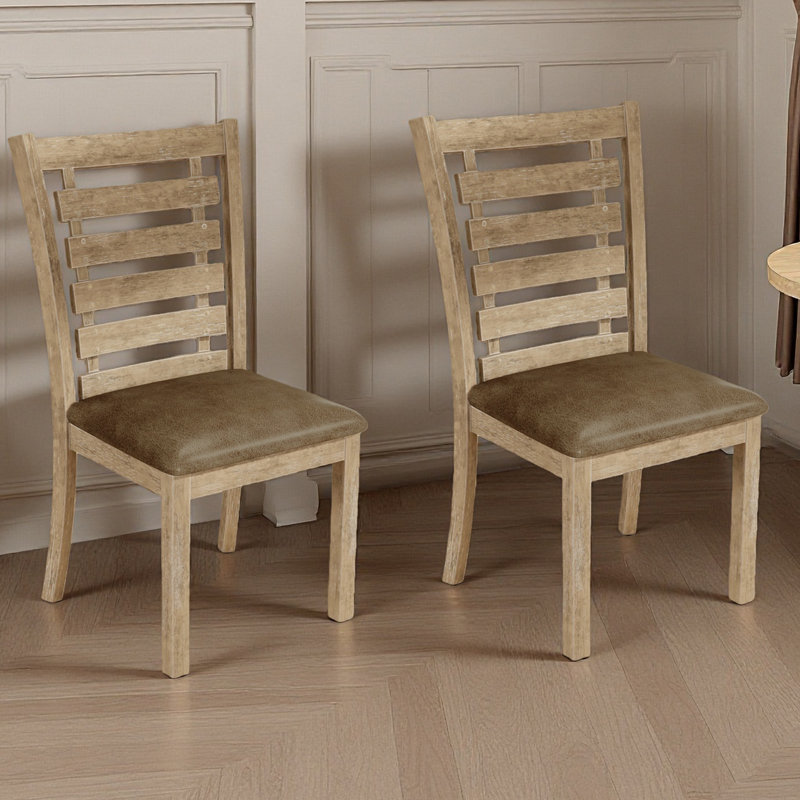 Ensemble de 2 chaises de salle à manger style campagne rustique d'aspect rustique patiné