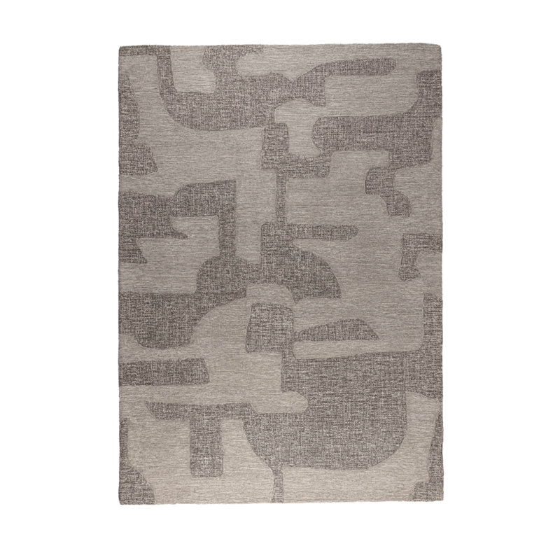 Rug Wool Abstract Area Rug in Gray