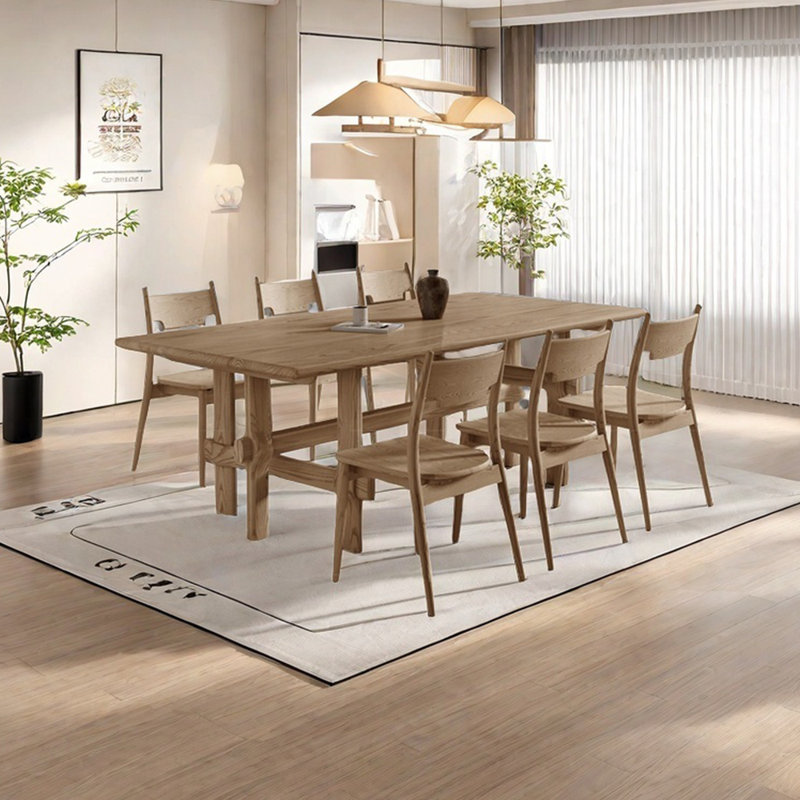 Ensemble de table de salle à manger unique en bois massif de frêne, H 29,92 po x L 86,61 po x l 35,43 po