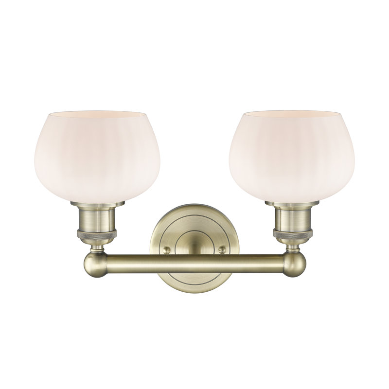 Éclairage pour meuble-lavabo à 2 lumières, Laiton antique, Blanc mat
