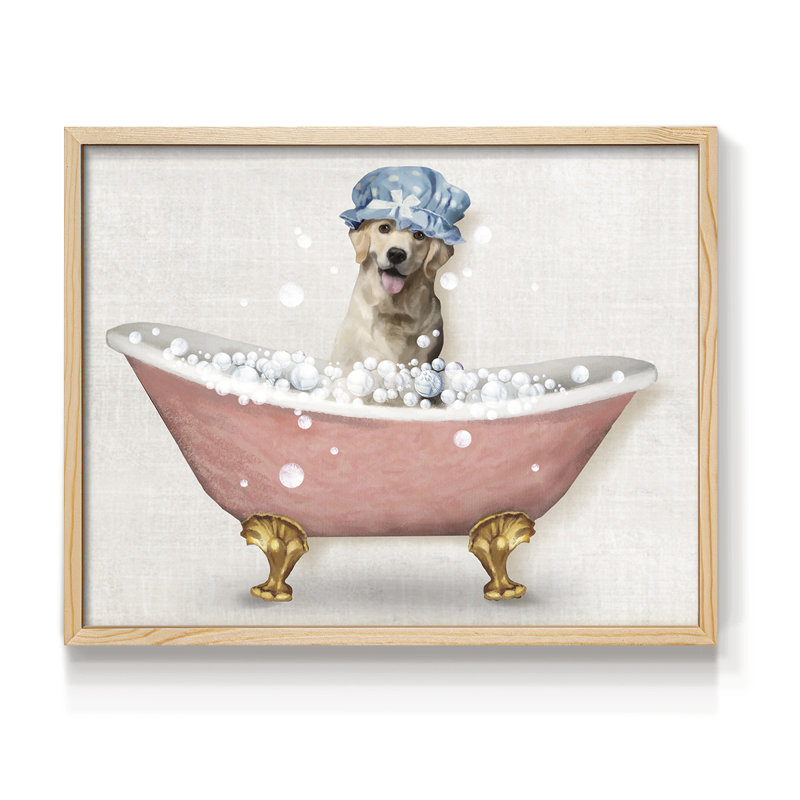 Bath Dogs III -Framed Print - Restickable, Naturel, H 16 po x l 20 po