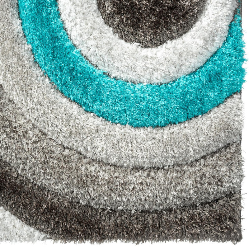 Tapis turquoise à motif géométrique Koo, Rectangle 8 pi x 10 pi