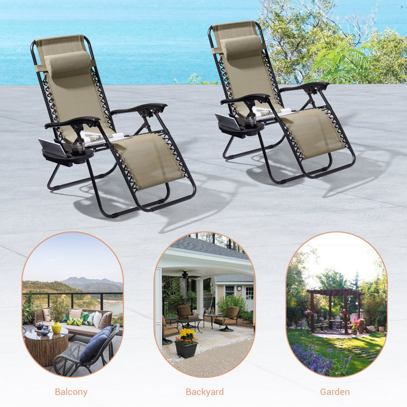 Chaise pliante zéro gravité Cynar (ensemble de 2), Beige