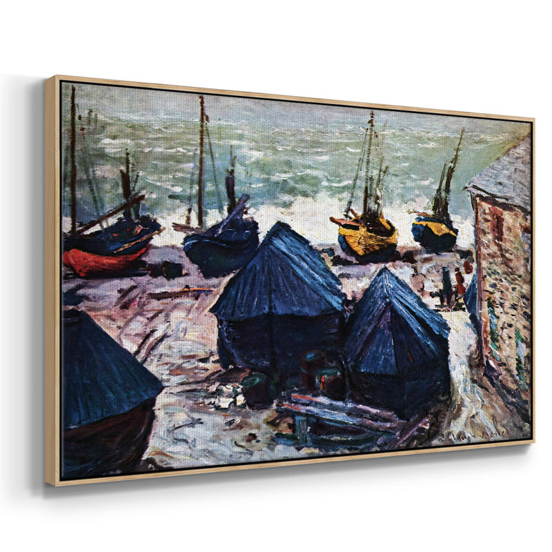 Les bateaux encadrés sur toile par Claude Monet, Naturel, H 27 po x l 41 po x P 2 po