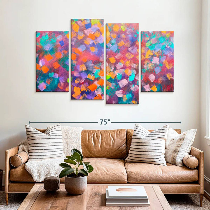 Avery abstrait coloré, H 42 po x l 68 po