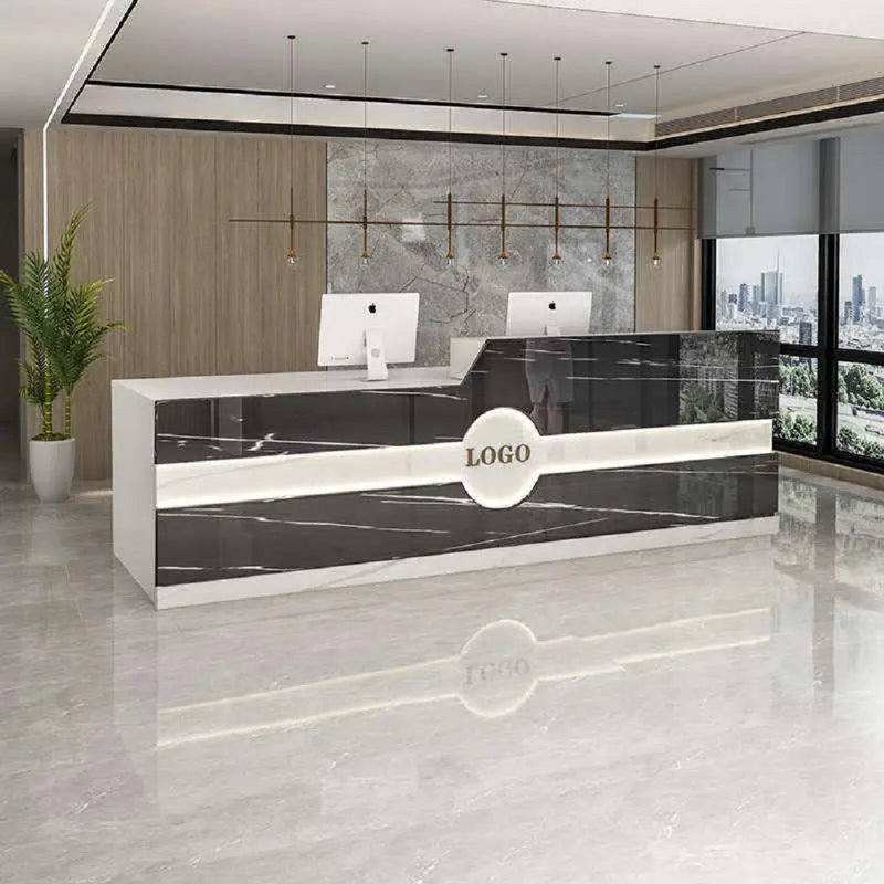 Chloette L-Shaped Executive Desk, Right, White/Black