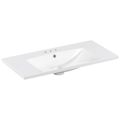 Suzy Sink Top With Basin, Faucet Holes For Vanity Counter, White 36 Inch
