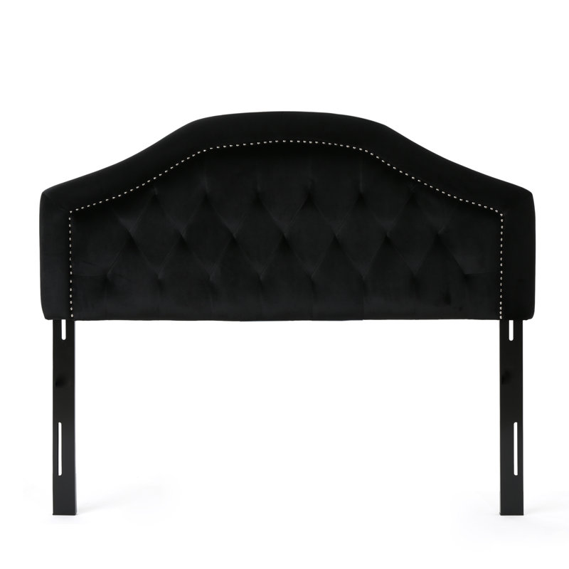 Danni Upholstered Metal Panel Headboard, Polyester Blend Black, Full / Double