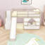 Lit mezzanine simple bas avec escalier de rangement, glissade et éclairage multicolore-934843604