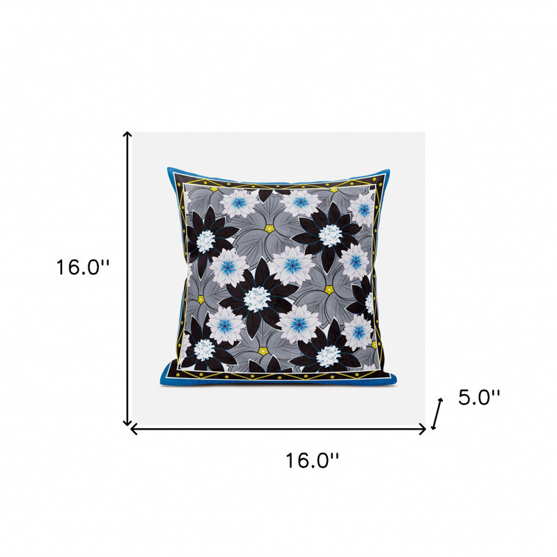 Coussin 16 x 16, Gris / brun / bleu