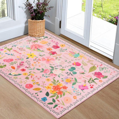 Grand tapis de salon Groner Tapis de chambre lavable antidérapant Tapis décoratif coloré rétro pour la maison
