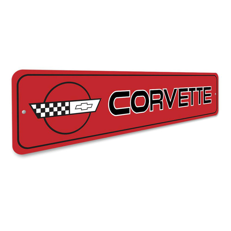 Enseigne en aluminium Corvette, H 4 po x l 18 po x P 0,04 po
