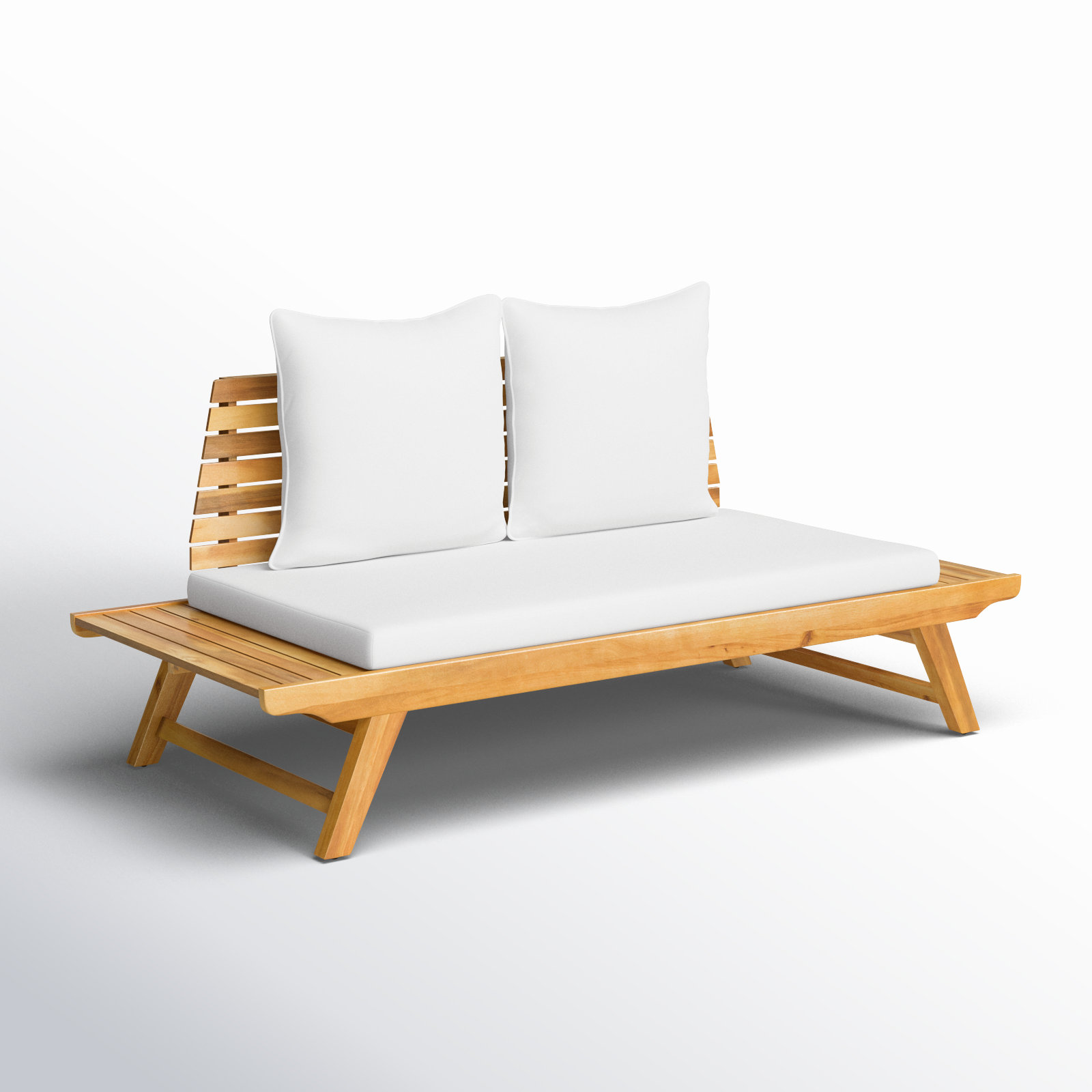 Lavinia 65" Acacia Patio Loveseat, Teak Frame / White Cushion
