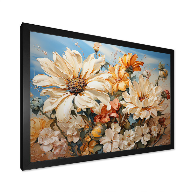 Sunflowers Country Charm sur toile, H 16 po x l 32 po x P 1 po, Cadre simple noir