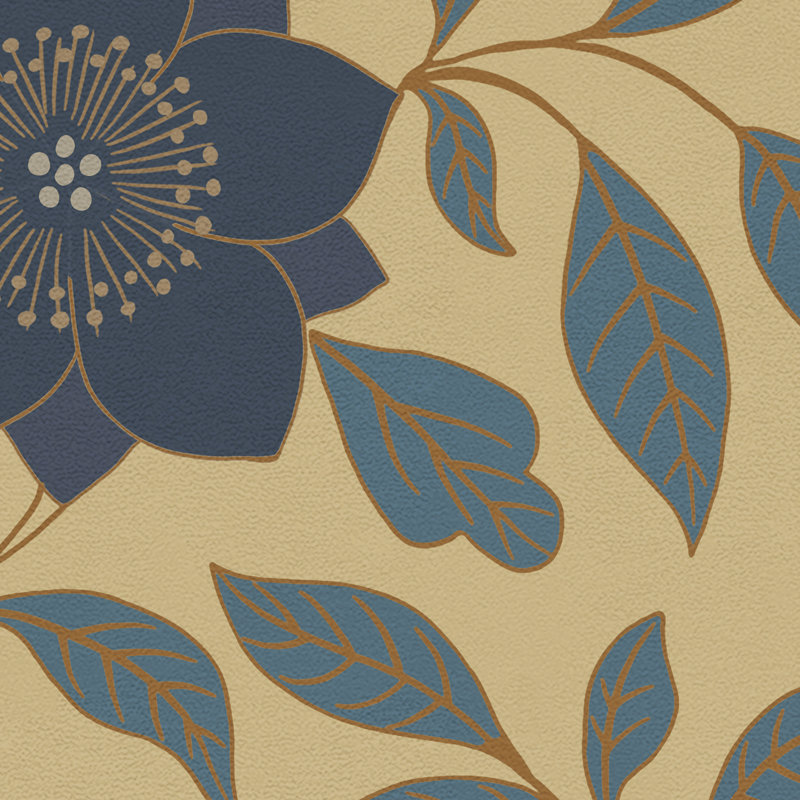 Haxtun Vinyl Floral Indoor Rug, Rectangle 1'9" x 2'8"