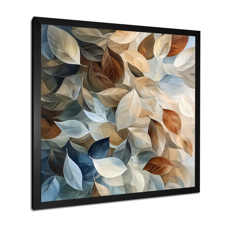 Feuilles d'amande soufflées au vent I - feuilles, art mural, Reproduction encadrée d'une seule photo, Noir, noir, noir, noir