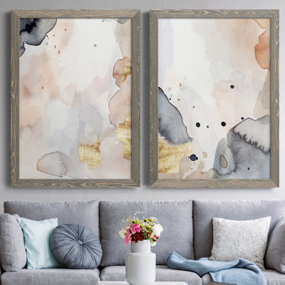 Indigo Blush and Gold I - ensemble de 2 reproductions d'art sur toile